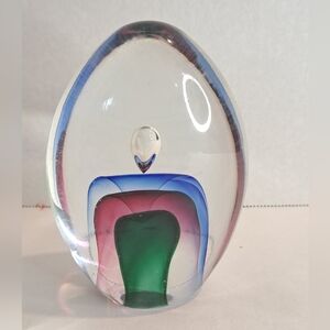 Vintage-Paperweight-Gorgeous Design-Blue-Pink-Green-Egg Shaped-Home Decor